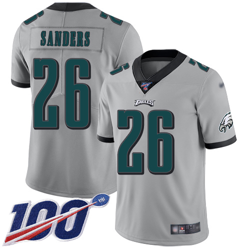 Men Philadelphia Eagles #26 Miles Sanders Limited Silver Inverted Legend NFL Jersey 100th Season Football->nfl t-shirts->Sports Accessory